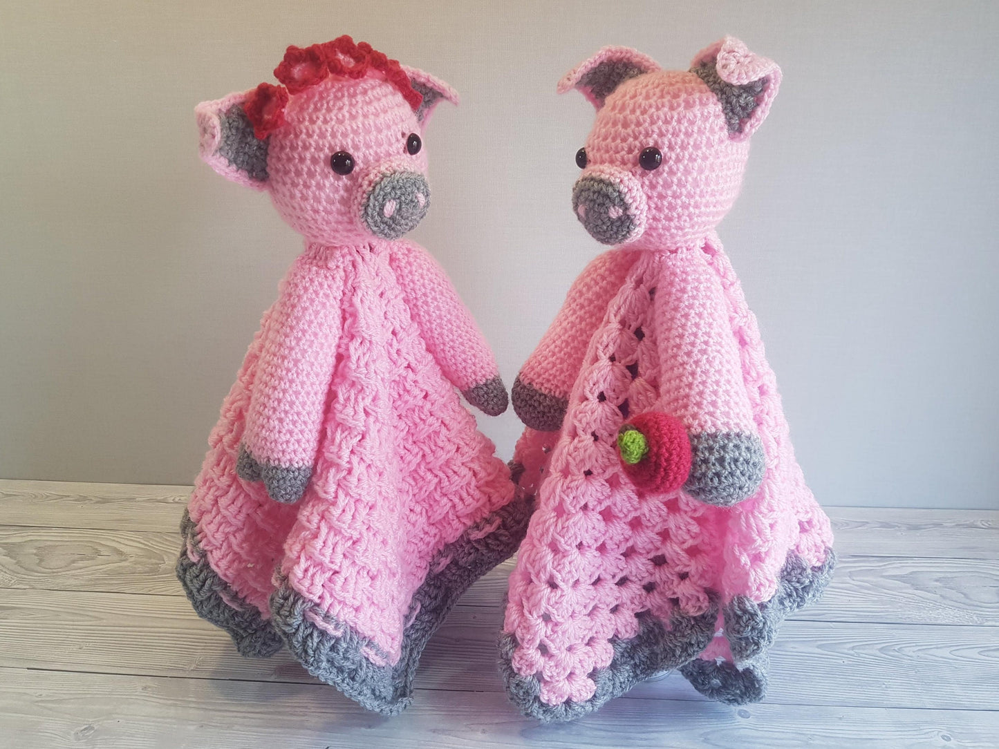 Pip & Petunia Pig Lovey Blankets Crochet Pattern | Comforter Security Blanket Baby Shower Gift | Farm Animals Pig Baby Lovey Cuddle Play Toy