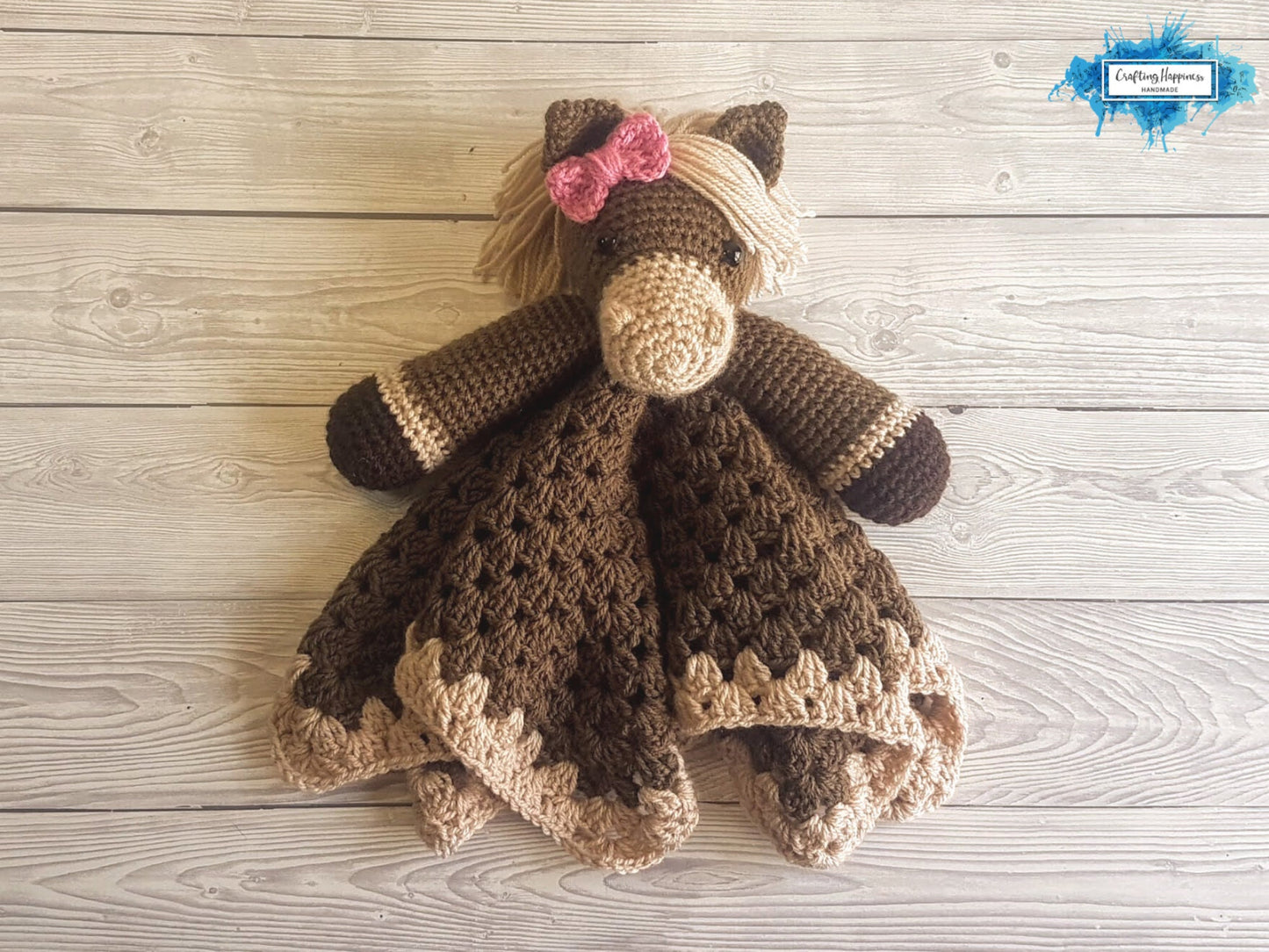 Harry & Harriet Horse Lovey Blanket Crochet Patterns | Comforter Security Blanket Baby Shower Gift | Farm Animals Baby Lovey Cuddle Play Toy