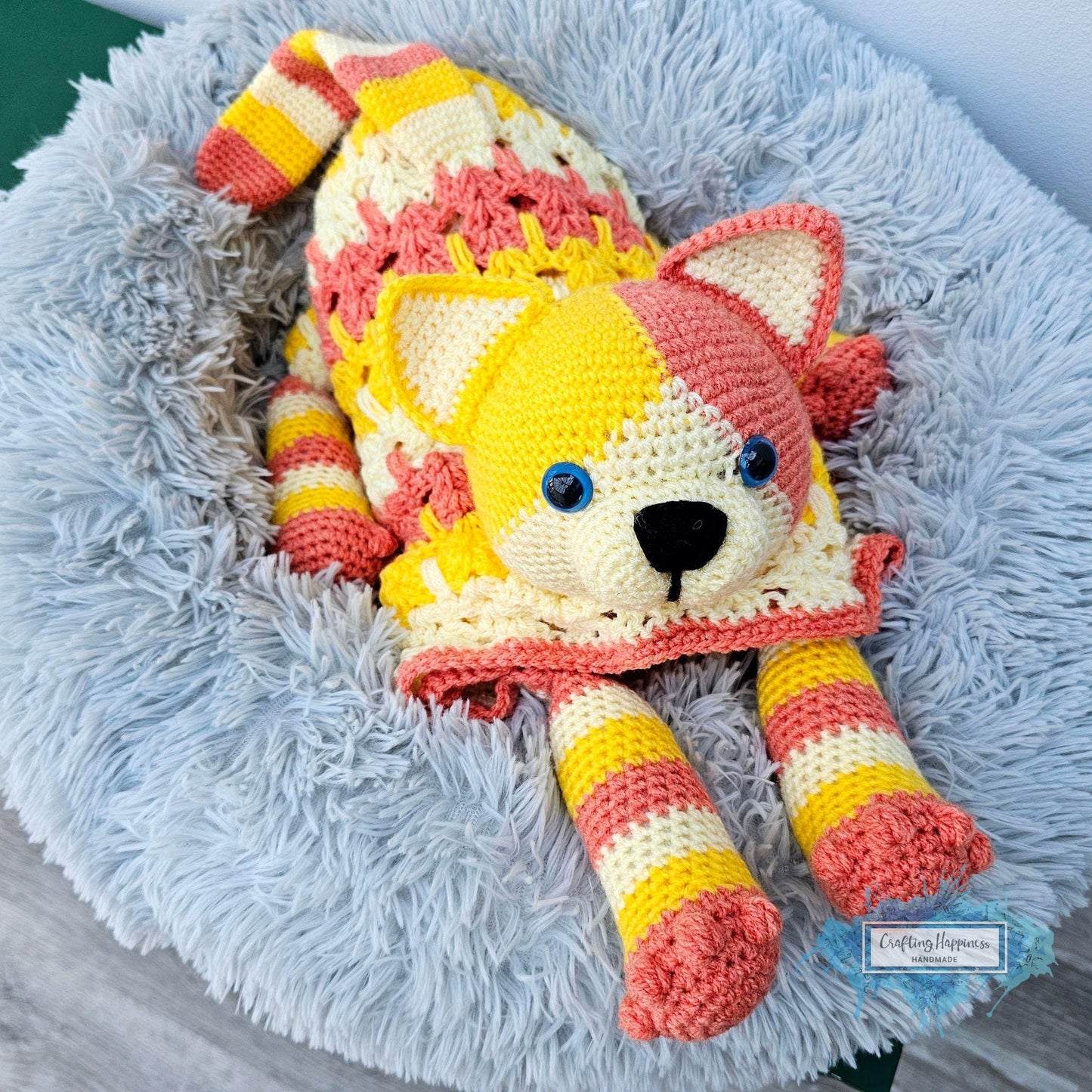 3in1 Calico Cat Folding Baby Blanket Crochet Pattern | Amigurumi Cat Unisex Baby Blanket | Stroller Blanket Cat Toy Throw | Baby Shower Gift