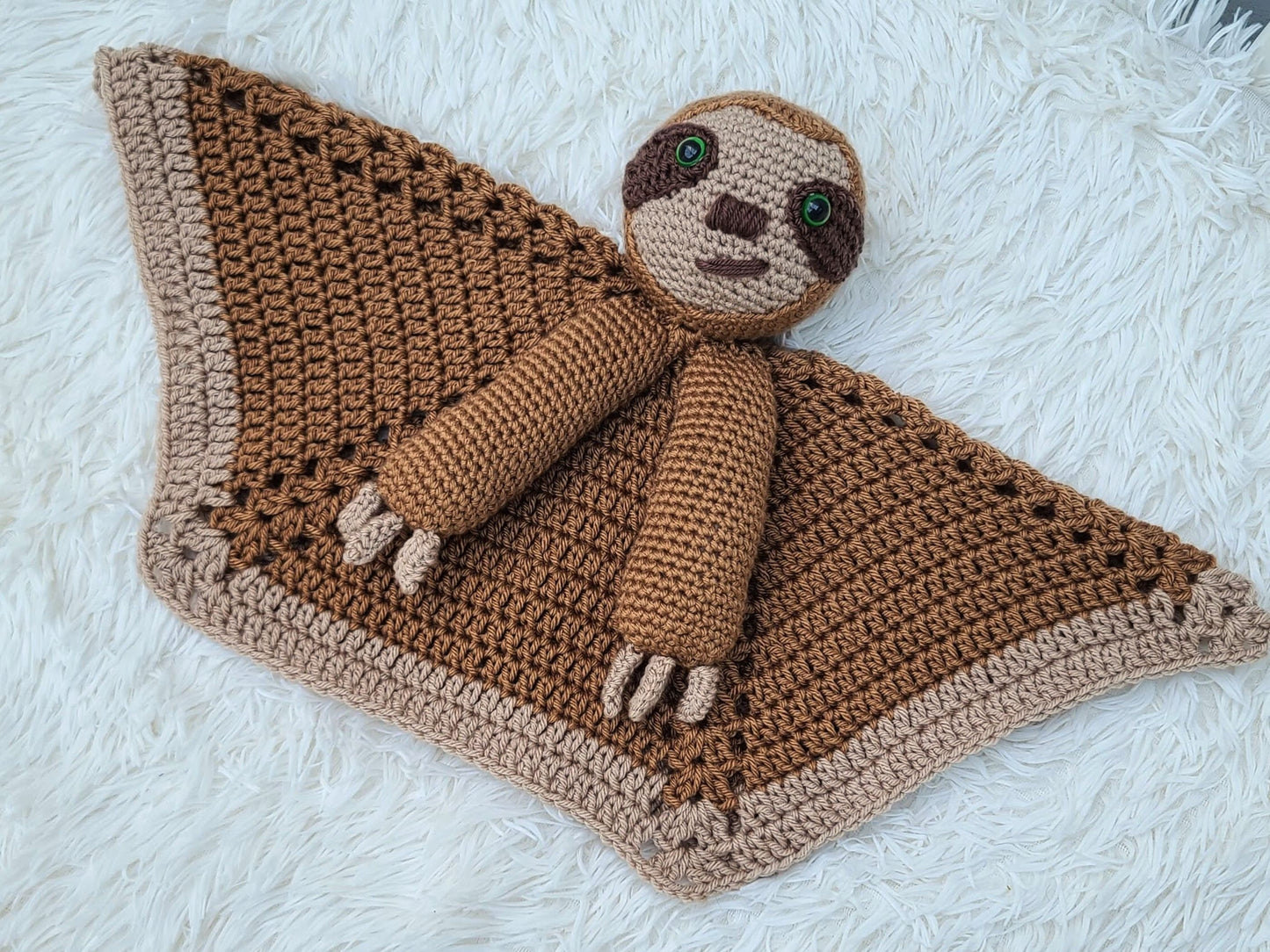 Smooch The Sloth Lovey Baby Blanket Comforter Security Blanket Crochet Pattern Baby Shower Gift Jungle Sloth Lovey Pattern Amigurumi Toy