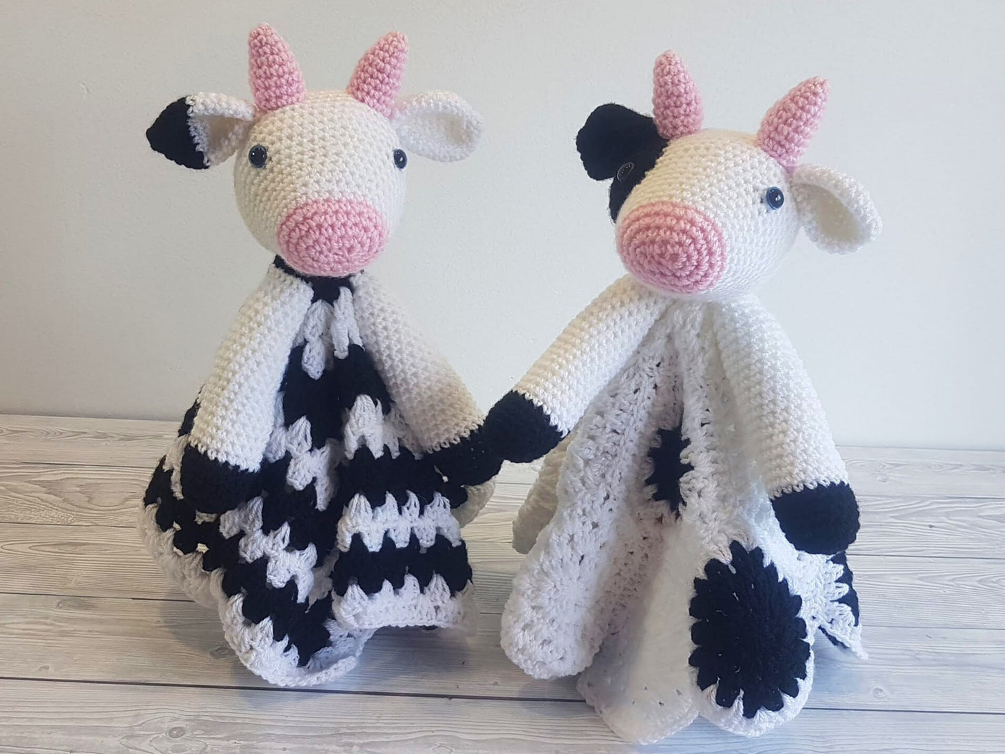 Cow Lovey Blanket Crochet Patterns | Security Blanket Baby Shower Gift | Farm Animals Baby Lovey Cuddle Play Toy Amigurumi Cow Crochet Baby