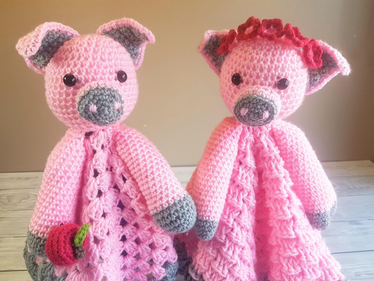 Pip & Petunia Pig Lovey Blankets Crochet Pattern | Comforter Security Blanket Baby Shower Gift | Farm Animals Pig Baby Lovey Cuddle Play Toy