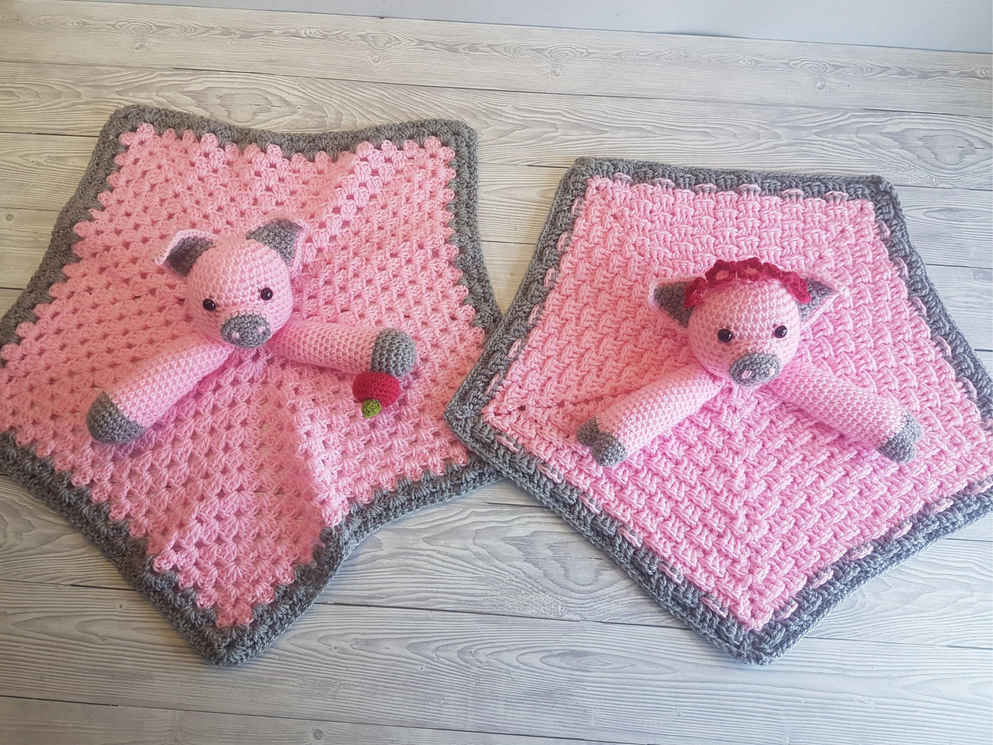 Pip & Petunia Pig Lovey Blankets Crochet Pattern | Comforter Security Blanket Baby Shower Gift | Farm Animals Pig Baby Lovey Cuddle Play Toy