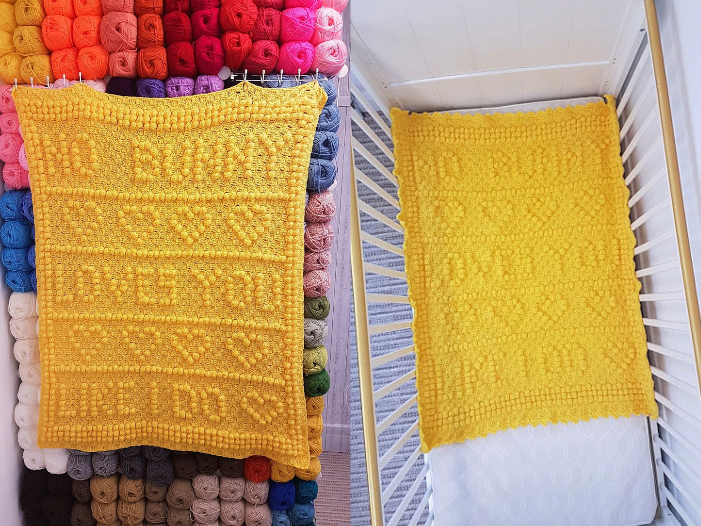 3in1 Easter Peep Bunny Baby Blanket Crochet Pattern | Bunny Blanket Crochet C2C Blanket Baby Shower Gift Yellow Easter Afghan Amigurumi Toy