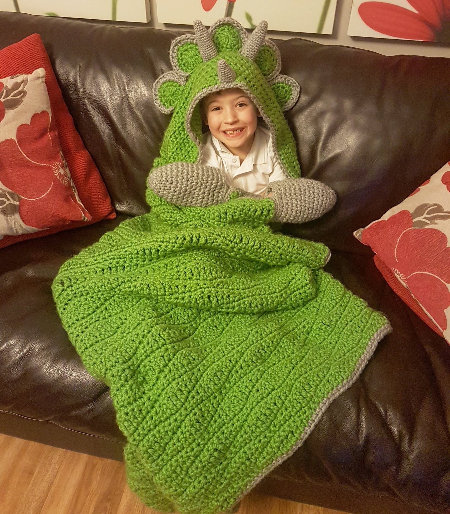 2 in 1 Hooded Dinosaur Blanket Triceratops or Stegosaurus in Adult and Child Sizes CROCHET PATTERN Wearable Blanket Christmas Birthday Gift