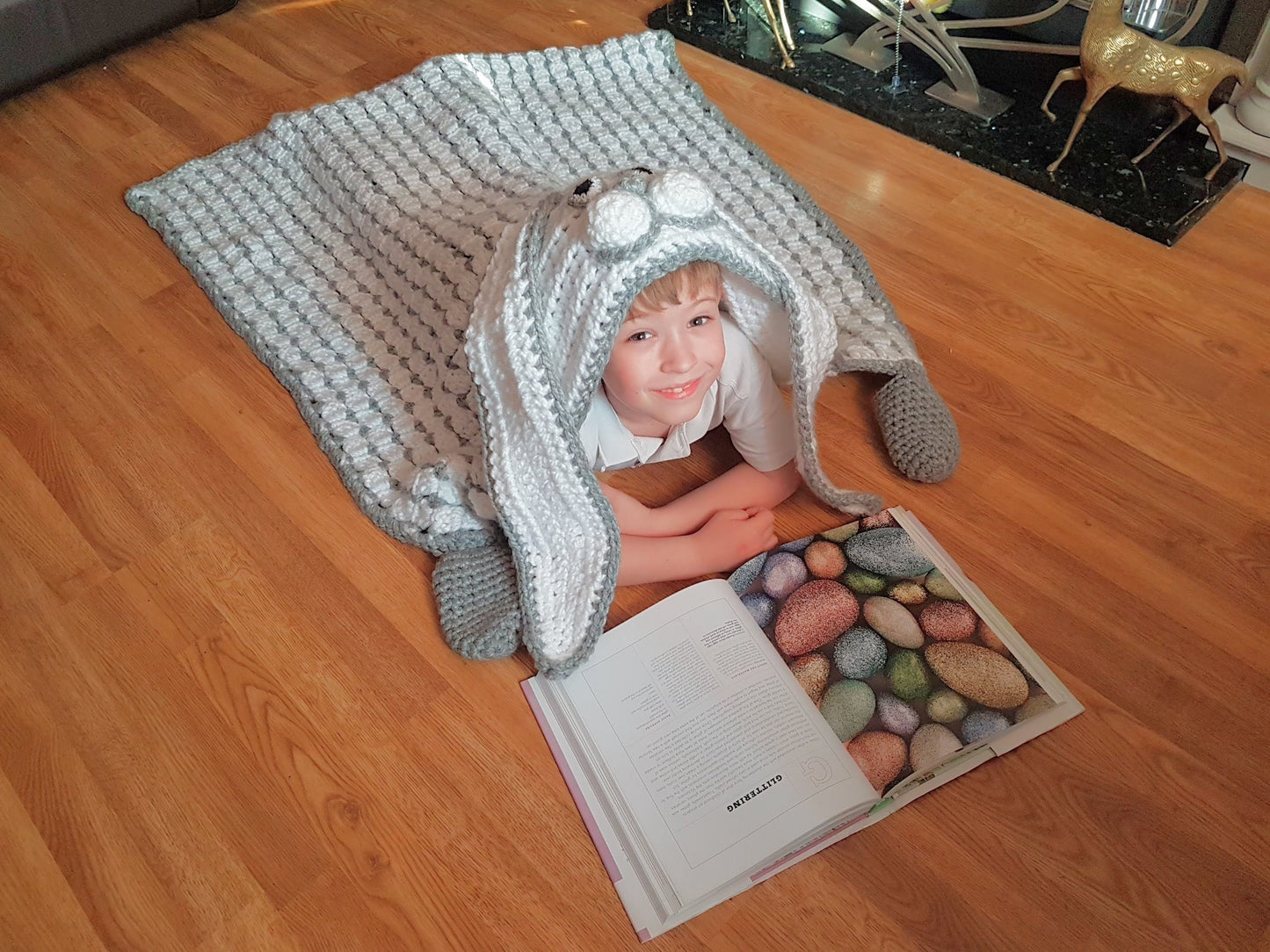 2 in 1 Hooded Woodland Bunny Rabbit Blanket in Adult and Child Sizes Crochet Pattern - Folding Blanket - Farm Animals - Great Gift