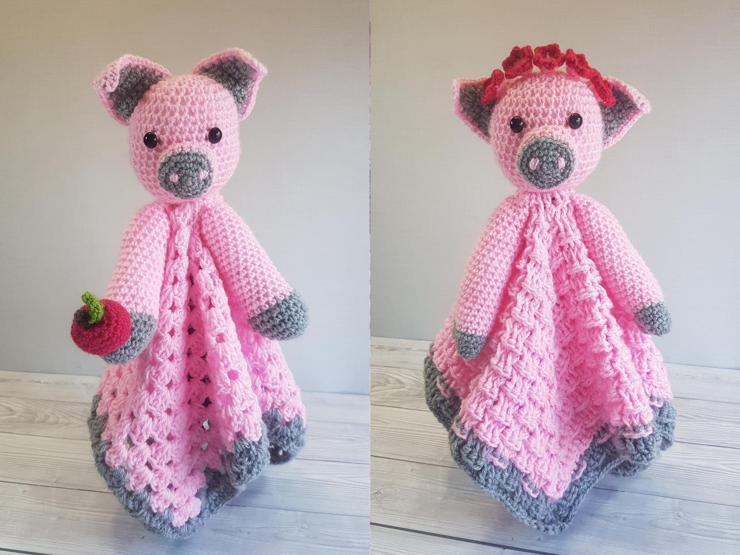 Pip & Petunia Pig Lovey Blankets Crochet Pattern | Comforter Security Blanket Baby Shower Gift | Farm Animals Pig Baby Lovey Cuddle Play Toy