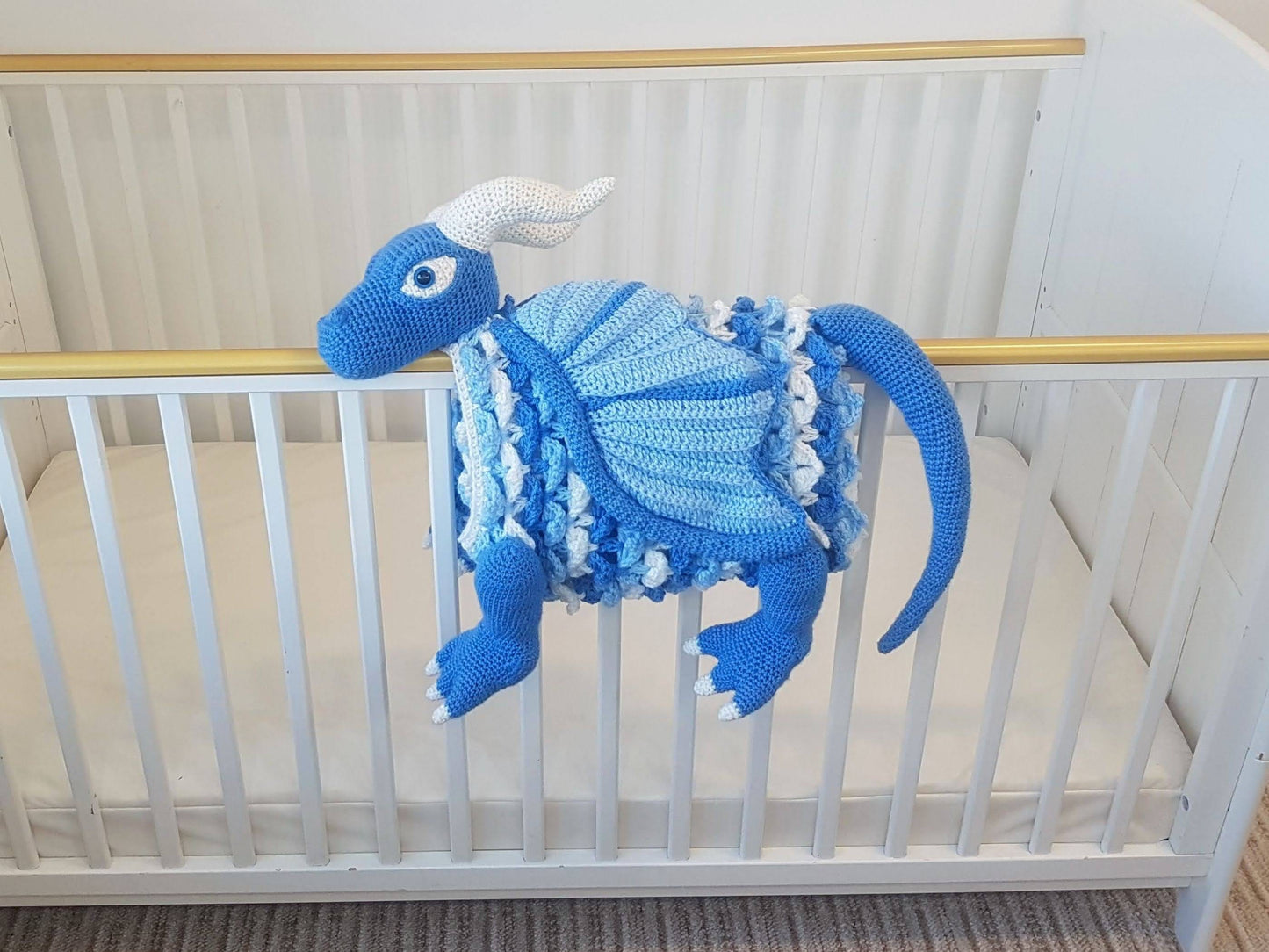 3in1 Ice Dragon Baby Blanket Crochet Pattern | Dragon Blanket Stroller Pram Toy Security Blanket Lovey Baby Shower Gift Boy Amigurumi Dragon