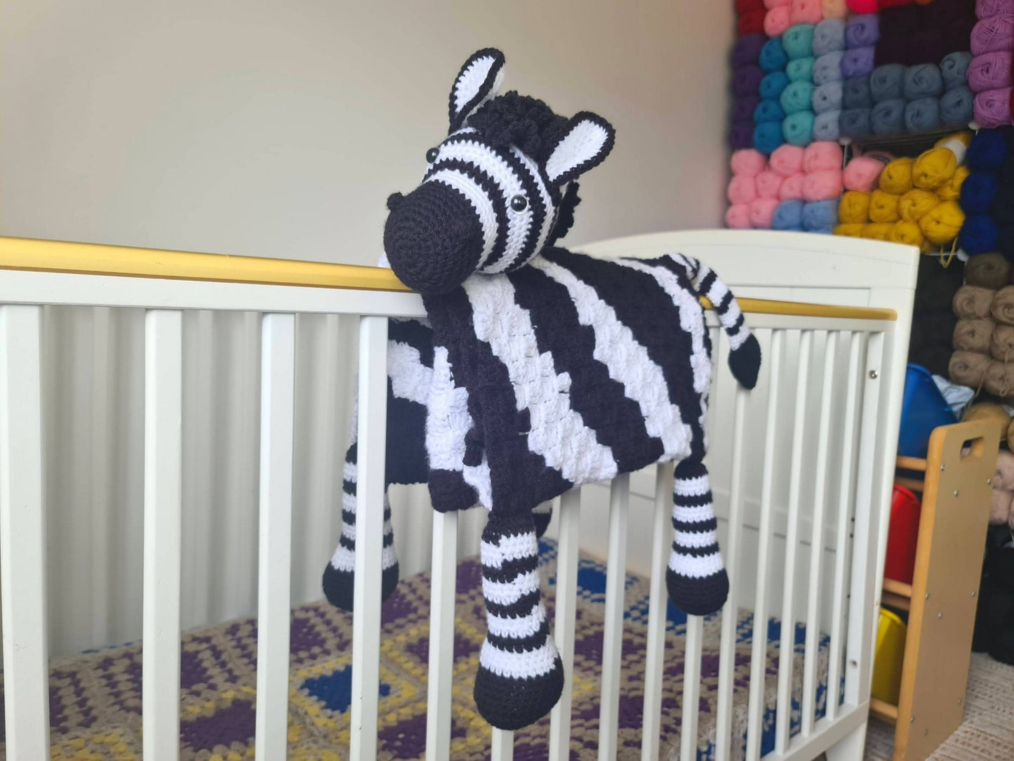 3in1 Safari Zebra Baby Blanket Toy Crochet Pattern | Stroller Pram Toy Security Blanket Lovey Baby Shower Gift Play Mat Afghan Zebra Print