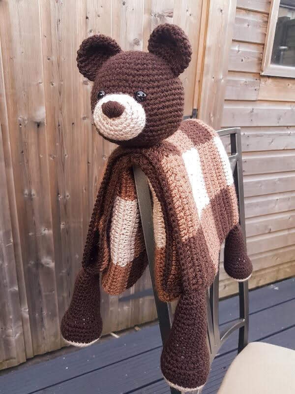 Woodland Bear Baby Blanket Crochet Pattern | Amigurumi Toy Blanket, Teddy Blanket, Crochet Animal Blanket Woodland Nursery, Baby Shower Gift