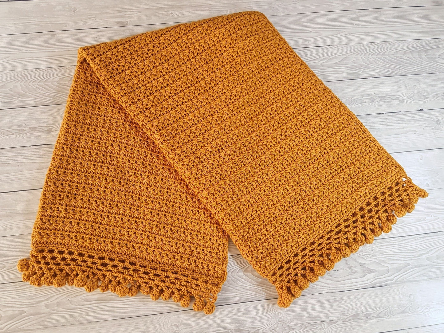 Stars & Pom Poms Baby Blanket Afghan Crochet Pattern | Gold Blanket Baby Shower Gift Pompom Blanket Baby Gift Christmas Birthday Gift Boy