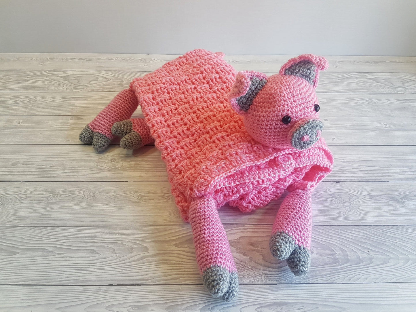 Pig Baby Blanket Crochet Pattern | Stroller Blanket | Baby Shower Gift For Boys & Girls | Pram Blanket | Cot Blanket | Piggy Blanket Toy