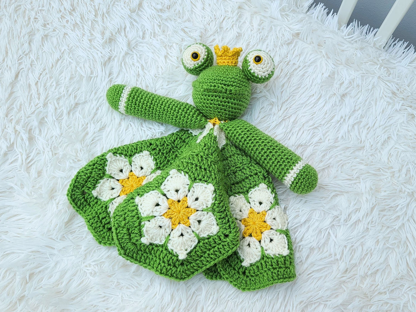 Frog Baby Blanket & Lovey Baby Shower Set CROCHET PATTERN | Prince Frog Cot Blanket + Amigurumi Sloth Comforter Pattern Crochet Baby Gift