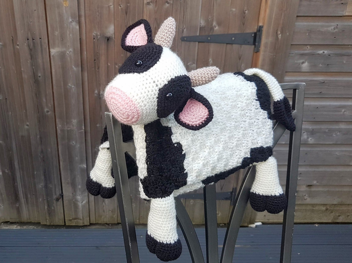 3in1 Farm Cow Folding Baby Blanket Crochet Pattern | C2C Graphghan Cow Print | Pram Crochet Blanket Toy Lovey | Baby Shower Gift | Birthday