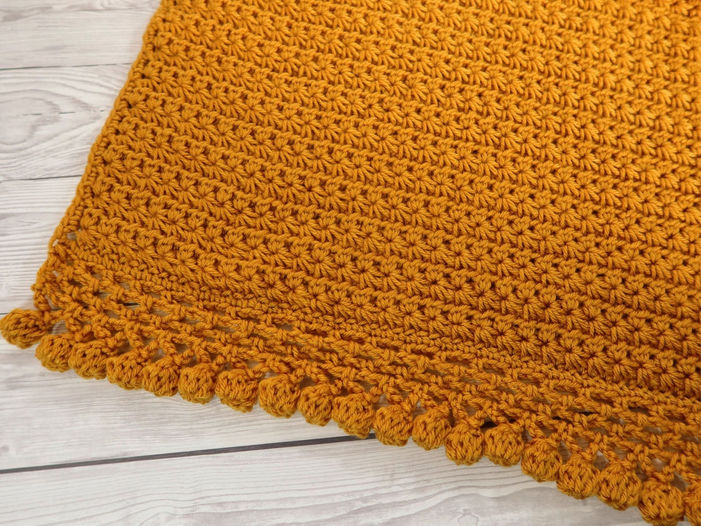 Stars & Pom Poms Baby Blanket Afghan Crochet Pattern | Gold Blanket Baby Shower Gift Pompom Blanket Baby Gift Christmas Birthday Gift Boy