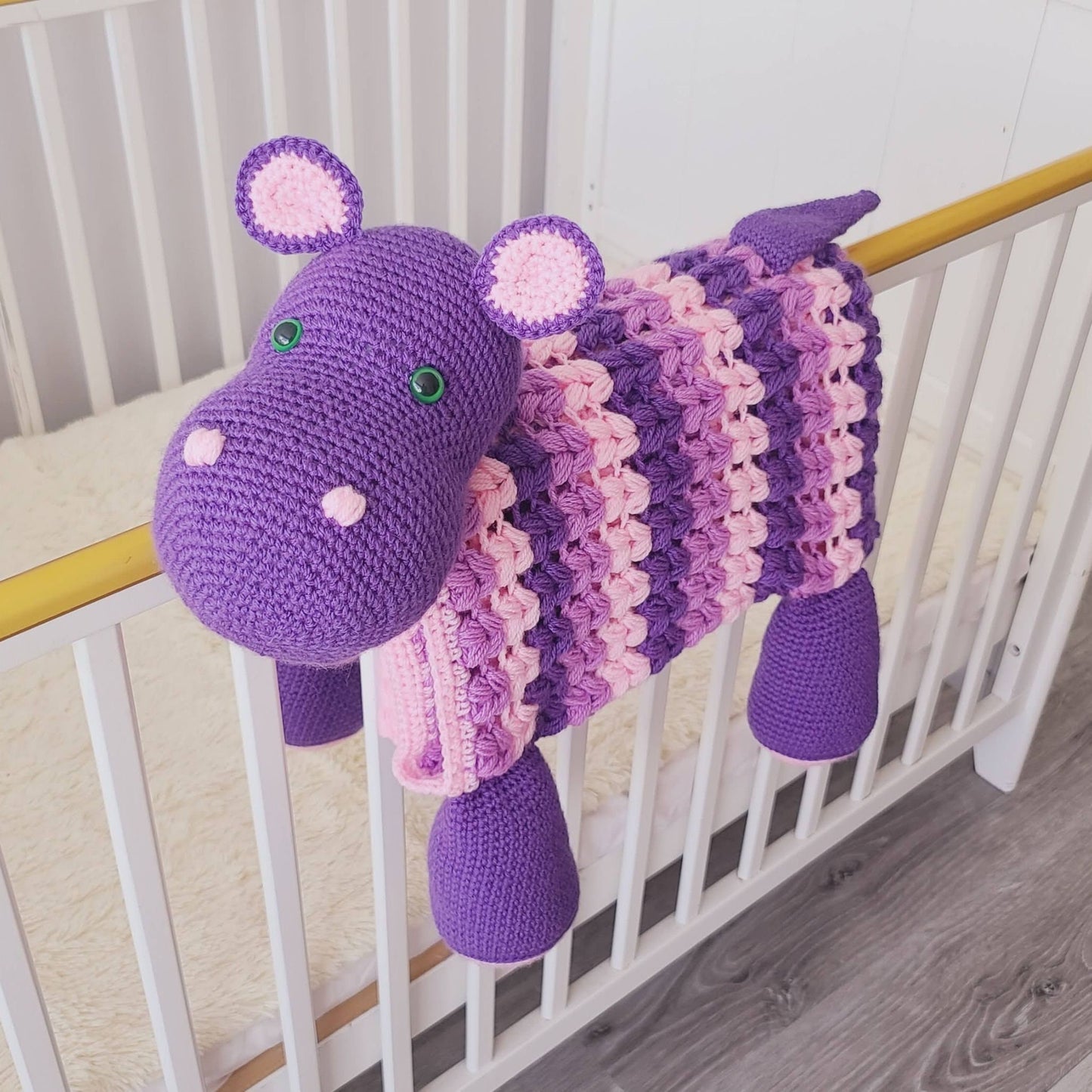 3in1 Safari Hippo Folding Baby Blanket Crochet Pattern | Amigurumi Hippo Blanket | Pram Crochet Blanket Toy Lovey Baby Shower Gift Birthday