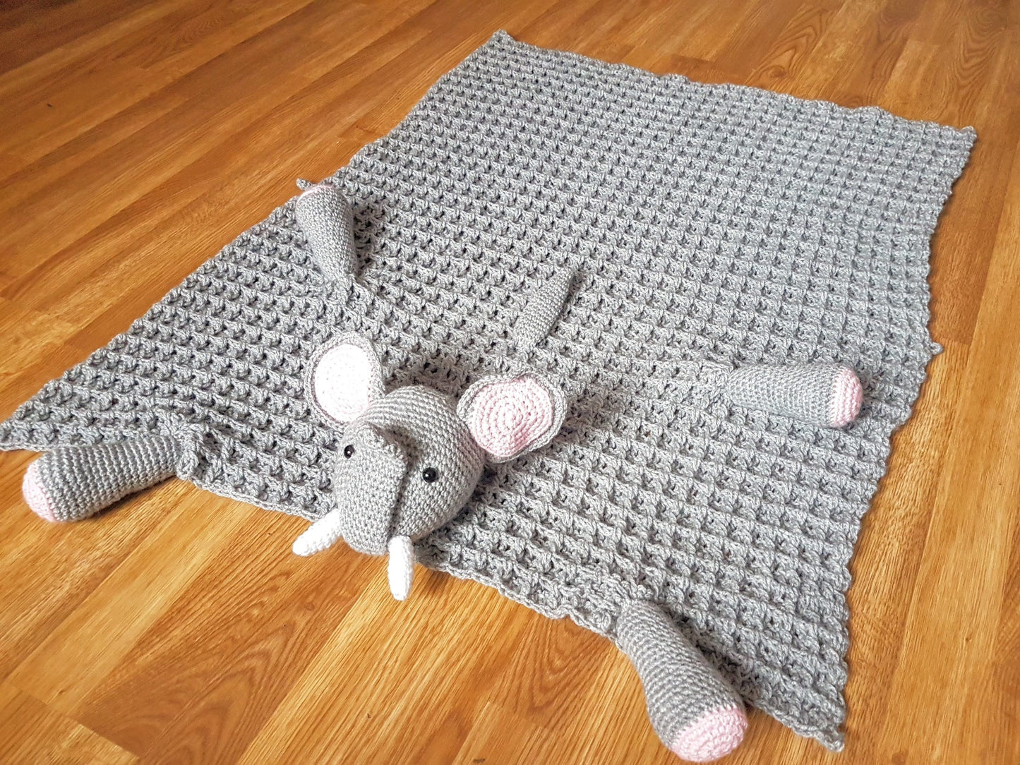 Elephant Baby Blanket & Lovey Baby Shower Set Crochet Patterns Multipurpose Baby Blanket Toy Play Mat Cot Blanket Baby Security Blanket Gift