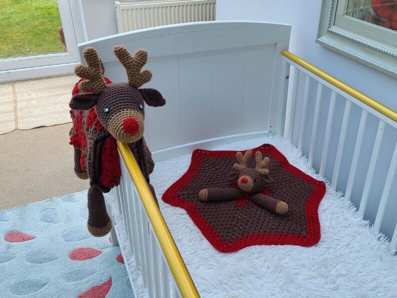 Reindeer Animal Baby Blanket & Lovey CROCHET PATTERN | Reindeer Cot Blanket + Amigurumi Lovey Pattern Baby Shower Gift Set Birthday Present