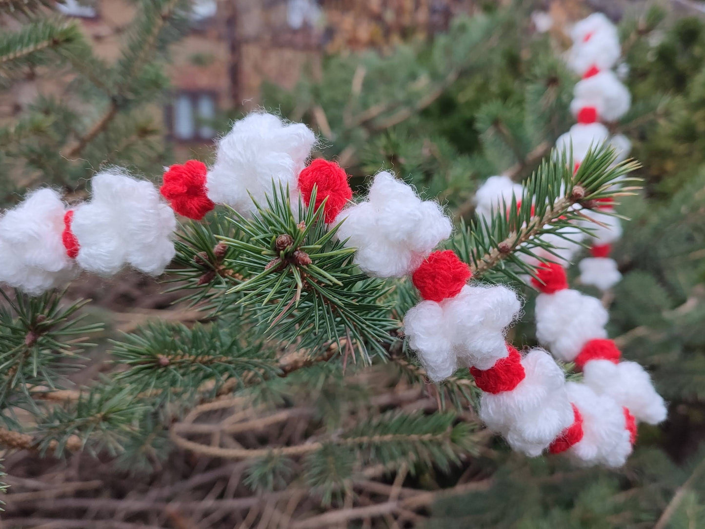Christmas Berry & Popcorn Garland Crochet Pattern | DIY Christmas Tree Crochet Popcorn Garland Amigurumi Berry Popcorn String Christmas Gift