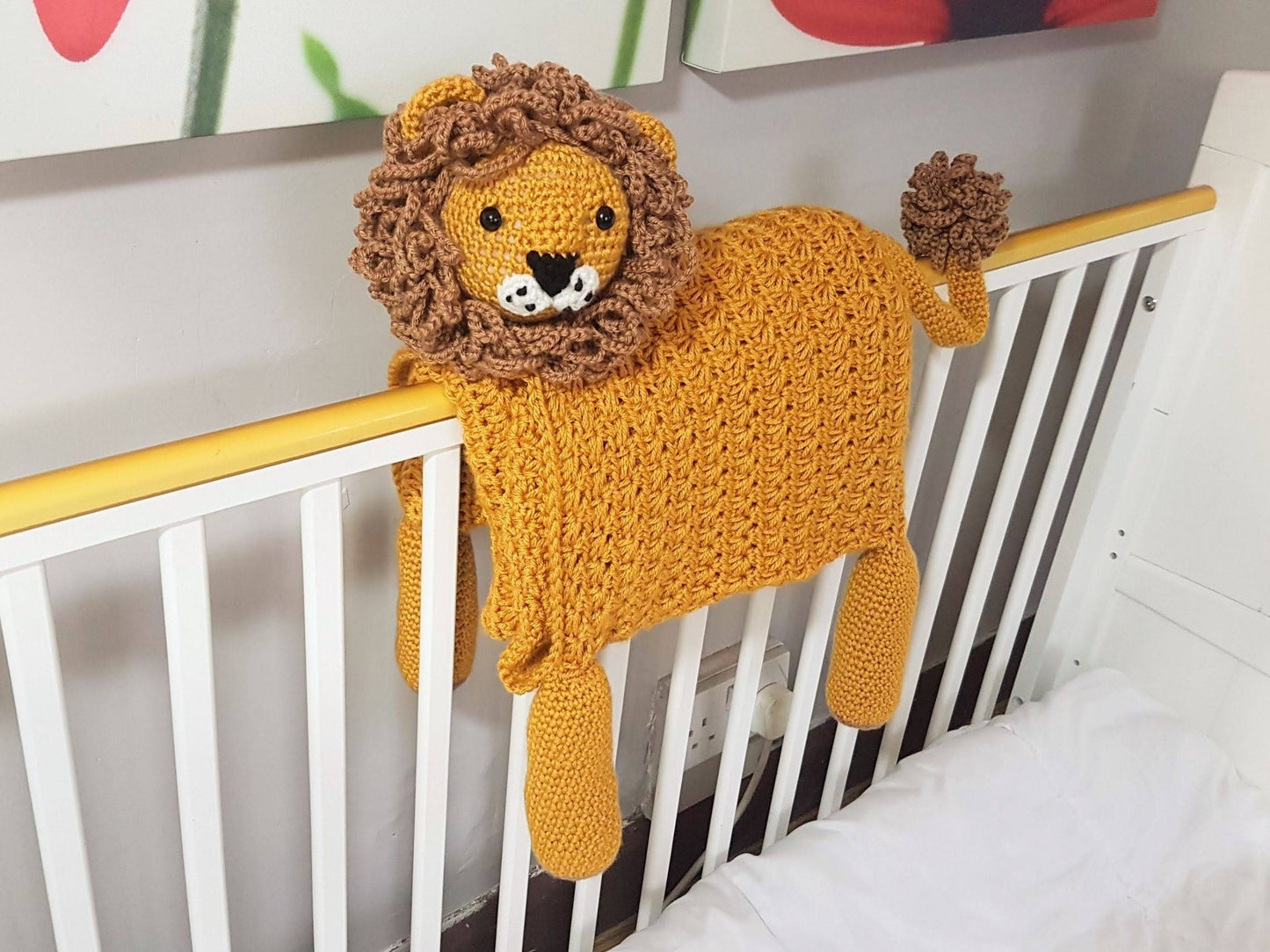 3in1 Safari Lion Folding Baby Blanket Crochet Pattern | Stroller Pram Toy Security Blanket Lovey | Baby Shower Gift For Boy Girl Present Toy