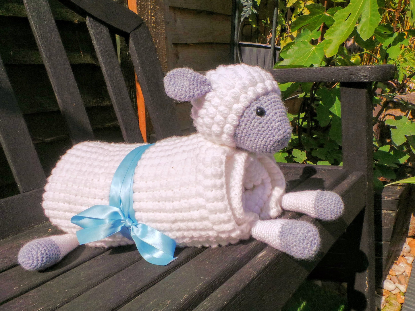 Sheep Baby Blanket & Lamb Lovey Baby Shower Set Crochet Pattern Multipurpose Blanket Toy Play Mat Baby Security Blanket Stroller Cot Blanket