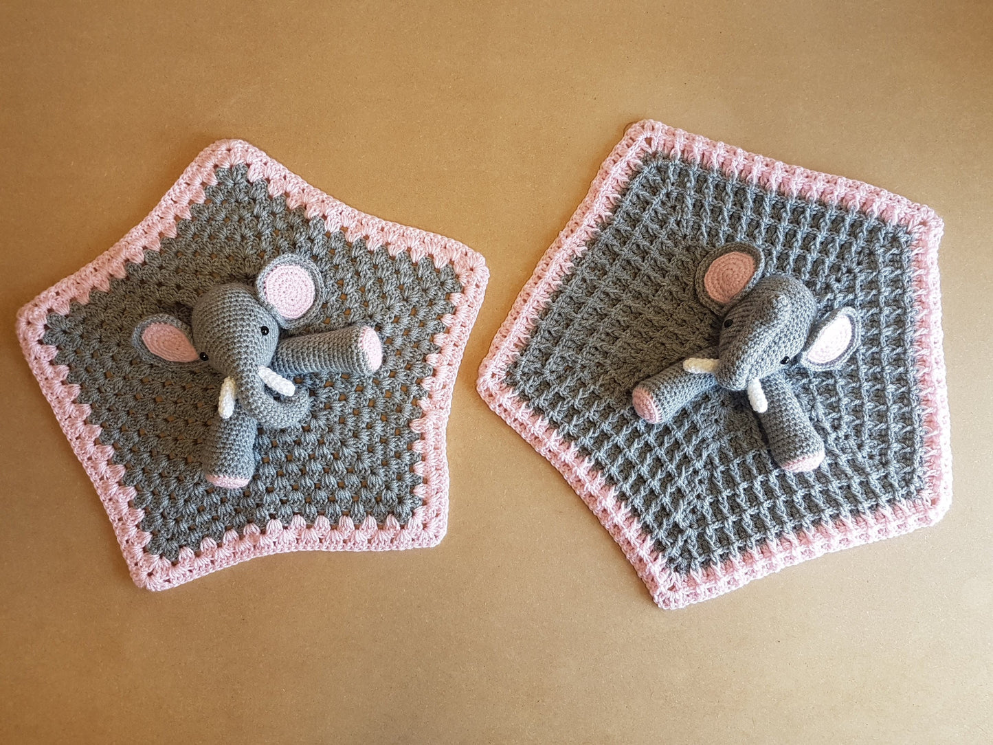 Ella The Elephant Baby Lovey Security Blanket Crochet Pattern ~ Up or Down Trunk ~ Two Style Blankie ~ Baby Shower Birthday Gift Unisex
