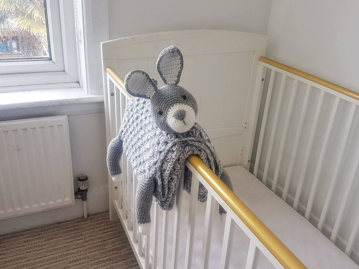 3in1 Woodland Bunny Baby Blanket Crochet Pattern | Bunny Rabbit Blanket Pram Toy Security Blanket Lovey Baby Shower Gift Boy Amigurumi Bunny