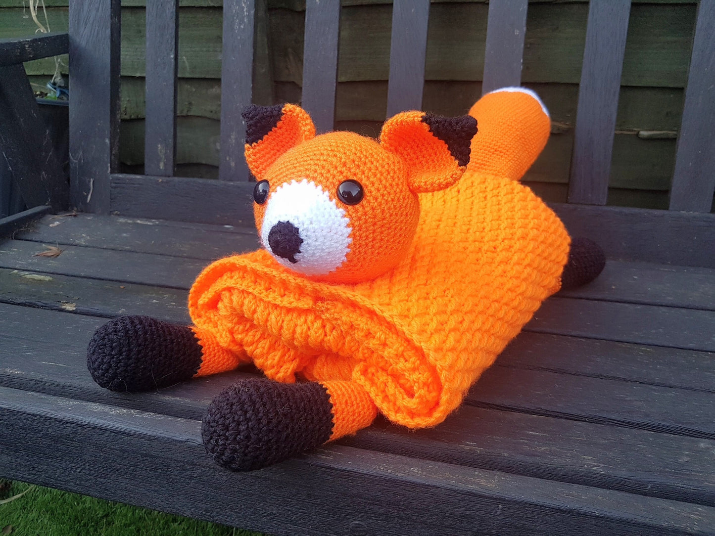 3 in 1 Woodland Fox Baby Blanket Toy Lovey Crochet Pattern Pram Blanket Baby Gift Woodland Animal Collection Folding Blanket