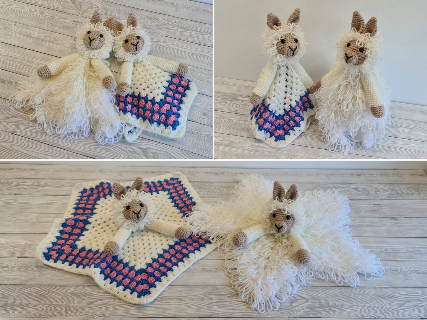 Lola & Luis Llama Lovey Blanket Crochet Patterns | Security Blanket Baby Shower Gift Alpaca Baby Lovey Cuddle Play Toy Amigurumi Baby Llama