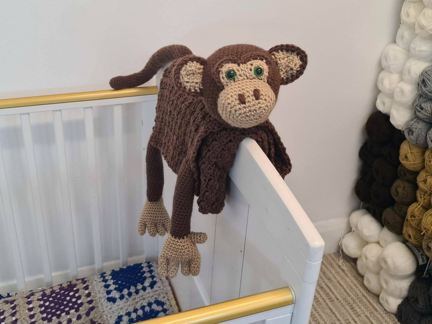 3in1 Jungle Monkey Folding Baby Blanket Crochet Pattern | Stroller Pram Toy Security Blanket Lovey Baby Shower Gift For Boy Girl Play Mat