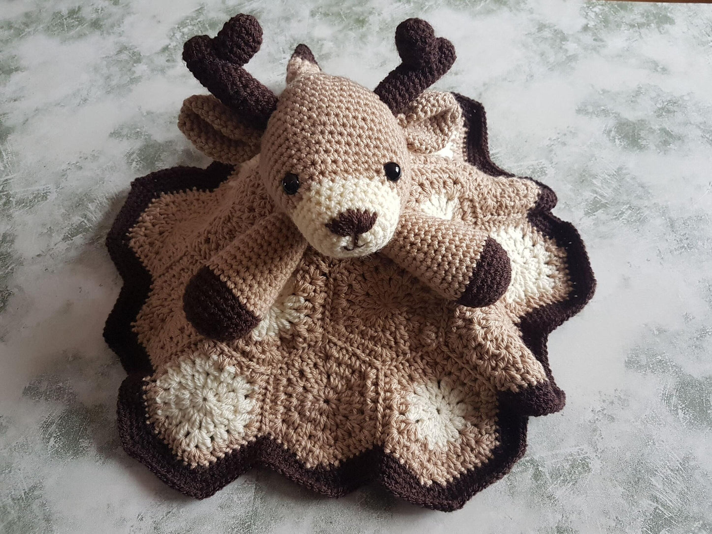 Baby Deer Lovey Security Blanket Crochet Pattern | Amigurumi Woodland Animal Deer Comforter, Baby Shower Gift, Animal Lovey, Crochet Blanket