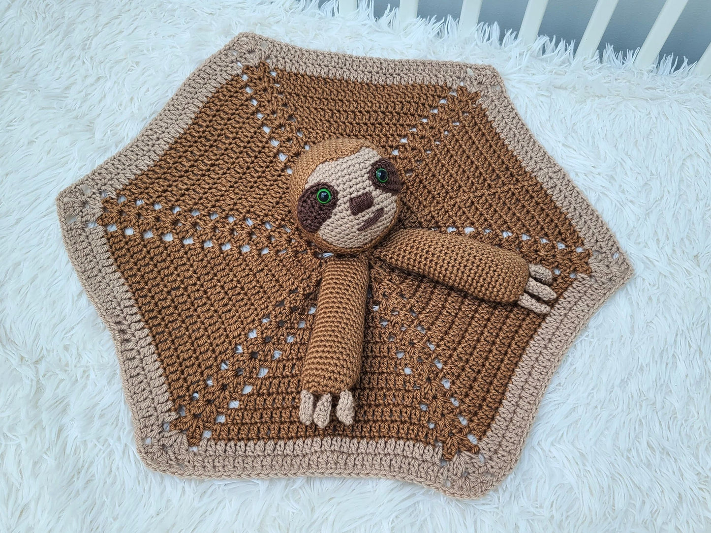 Sloth Baby Blanket & Lovey Baby Shower Set CROCHET PATTERN | Jungle Sloth Cot Blanket + Amigurumi Sloth Comforter Pattern Crochet Baby Gift
