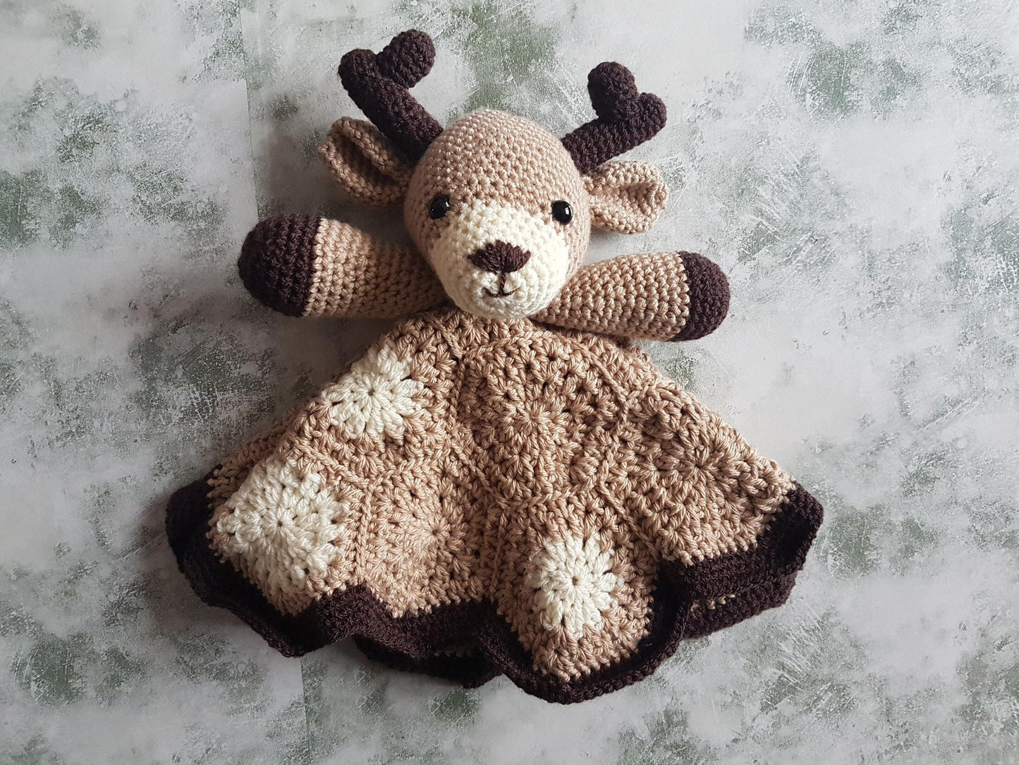 Baby Deer Lovey Security Blanket Crochet Pattern | Amigurumi Woodland Animal Deer Comforter, Baby Shower Gift, Animal Lovey, Crochet Blanket