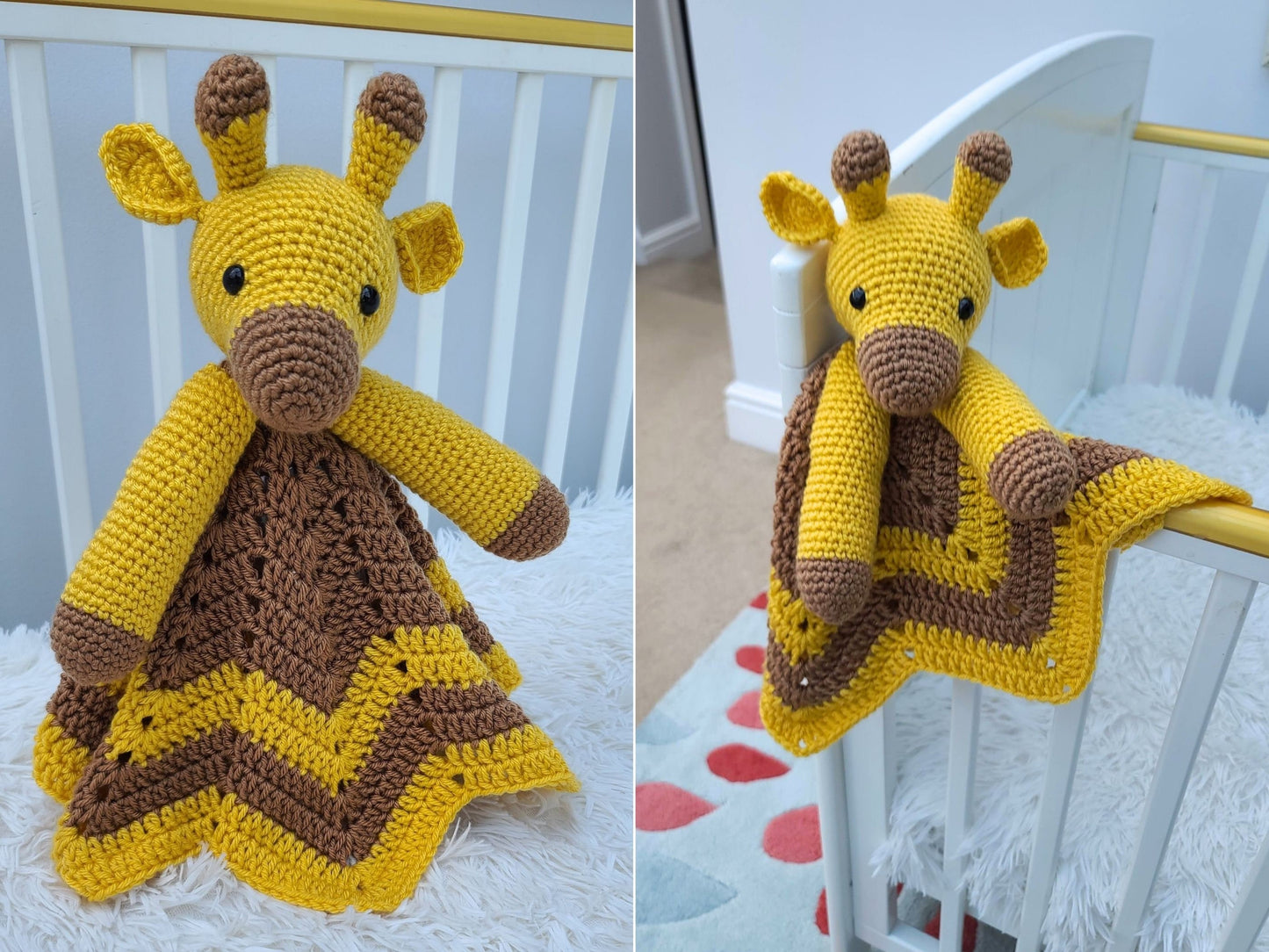 Giraffe Baby Blanket & Lovey Baby Shower Set CROCHET PATTERN | Giraffe Cot Blanket + Amigurumi Giraffe Comforter Pattern | Crochet Baby Gift