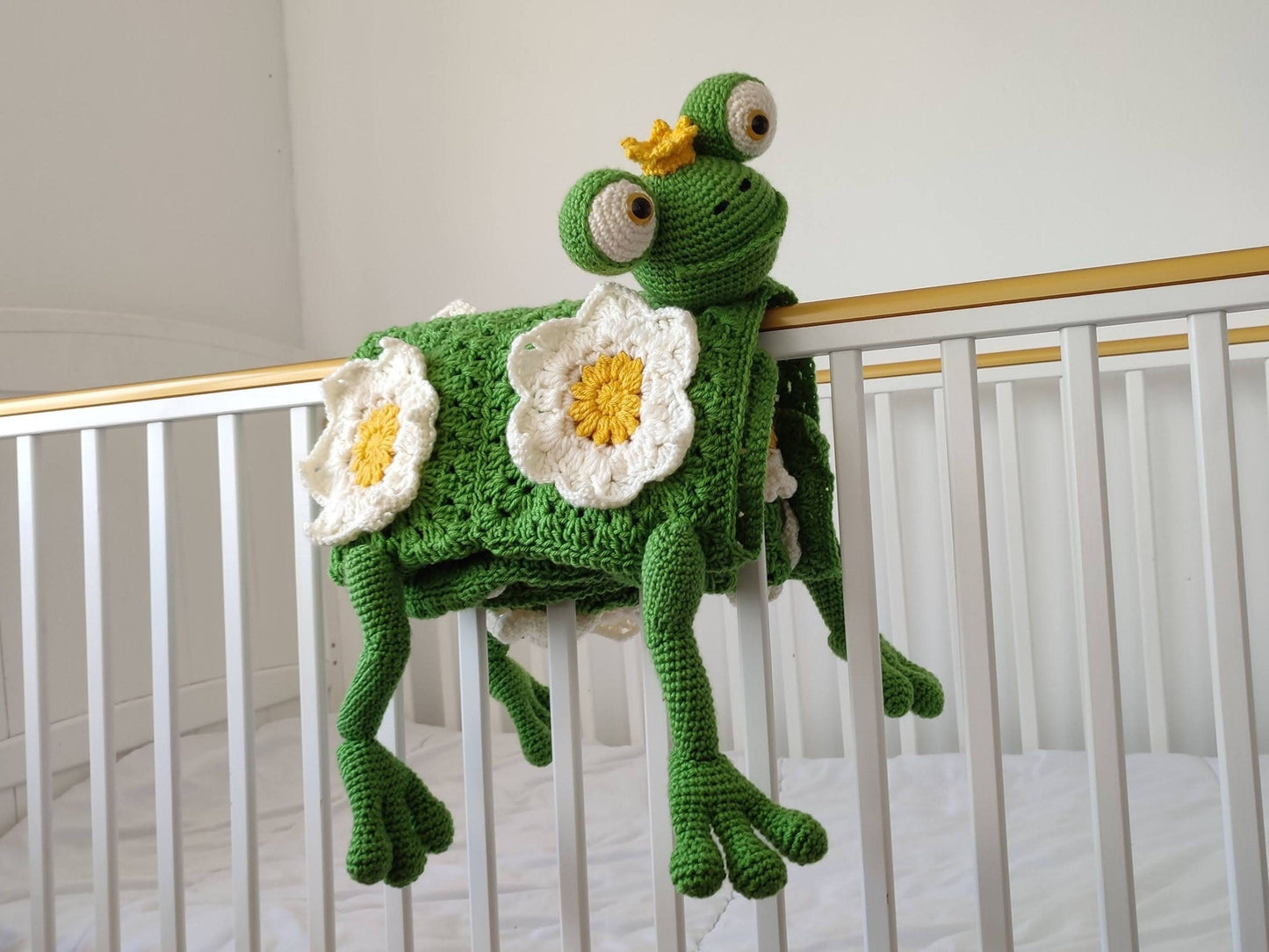 3in1 Jungle Frog Folding Baby Blanket Crochet Pattern | Pram Toy Blanket Lovey Frog Baby Shower Baby Gift Birthday Nursery Waterlily Afghan
