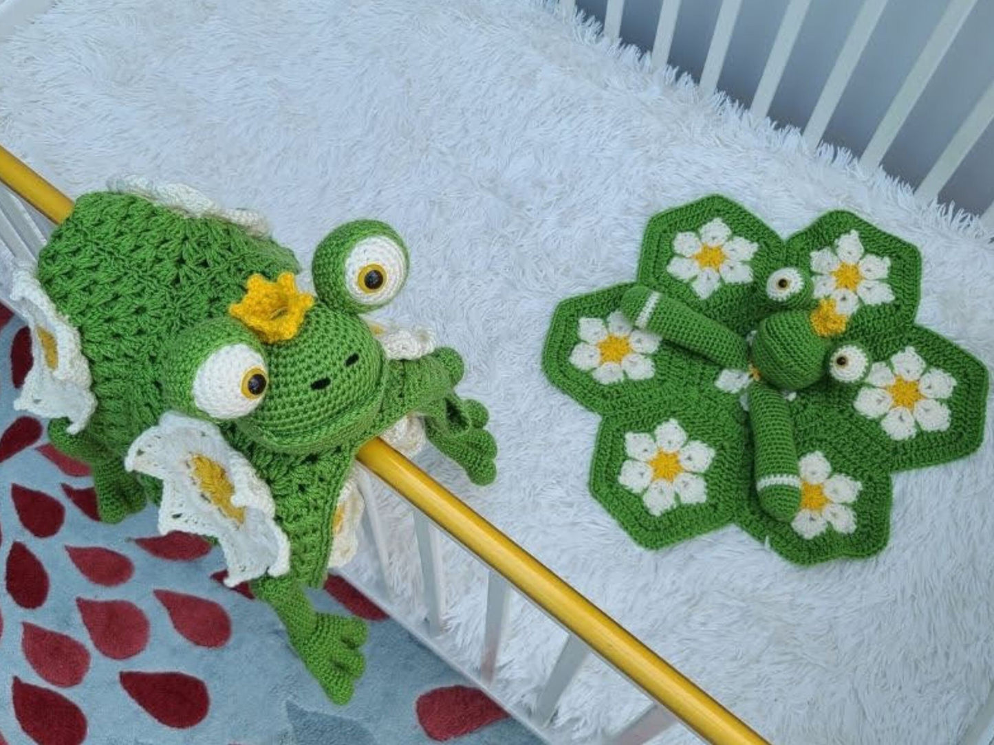 Frog Baby Blanket & Lovey Baby Shower Set CROCHET PATTERN | Prince Frog Cot Blanket + Amigurumi Sloth Comforter Pattern Crochet Baby Gift