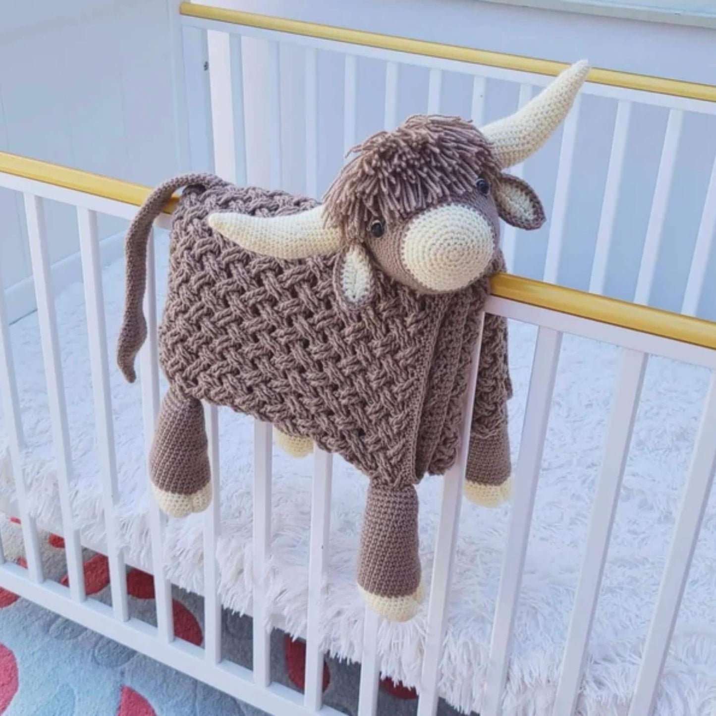 Highland Cow Baby Blanket & Lovey Baby Shower Set Crochet Patterns | Scottish Cow Blanket Toy PlayMat Cow Baby Stroller Blanket Baby Gifts