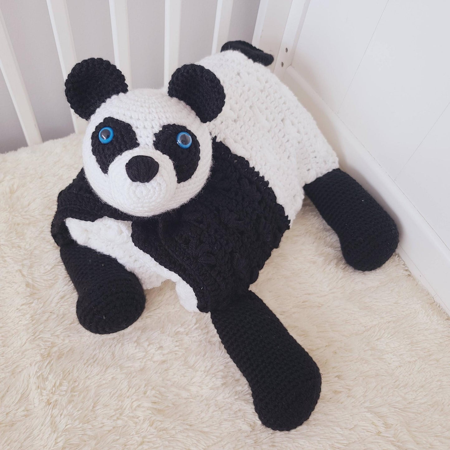 3in1 Jungle Panda Folding Baby Blanket Crochet Pattern | Amigurumi Panda Blanket | Pram Crochet Blanket Toy Lovey Baby Shower Gift Birthday
