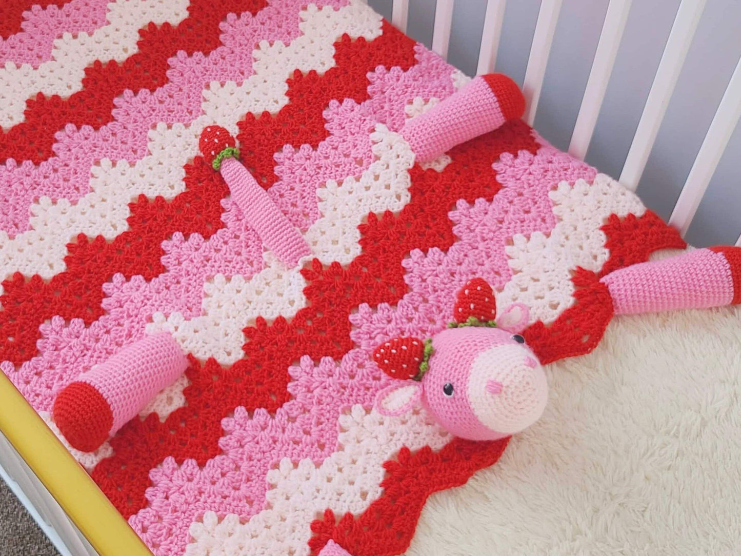 3in1 Strawberry Cow Baby Blanket Amigurumi Crochet Pattern | Pink Cow Blanket Crochet AmiBlanket Toy Lovi Blanket Baby Shower Gift Birthday