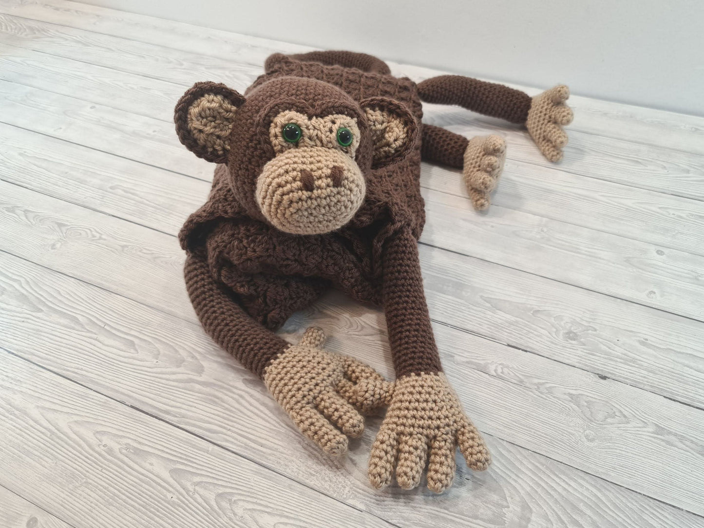 3in1 Jungle Monkey Folding Baby Blanket Crochet Pattern | Stroller Pram Toy Security Blanket Lovey Baby Shower Gift For Boy Girl Play Mat