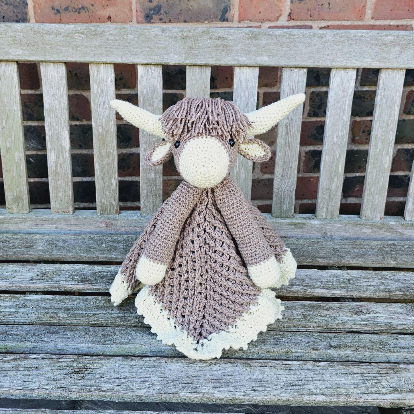 Highland Cow Baby Lovey Blanket Crochet Pattern | Scottish Cow Baby Shower Gift Farm Animals Cow Lovey Blankie For Baby Birthday Gift Baby