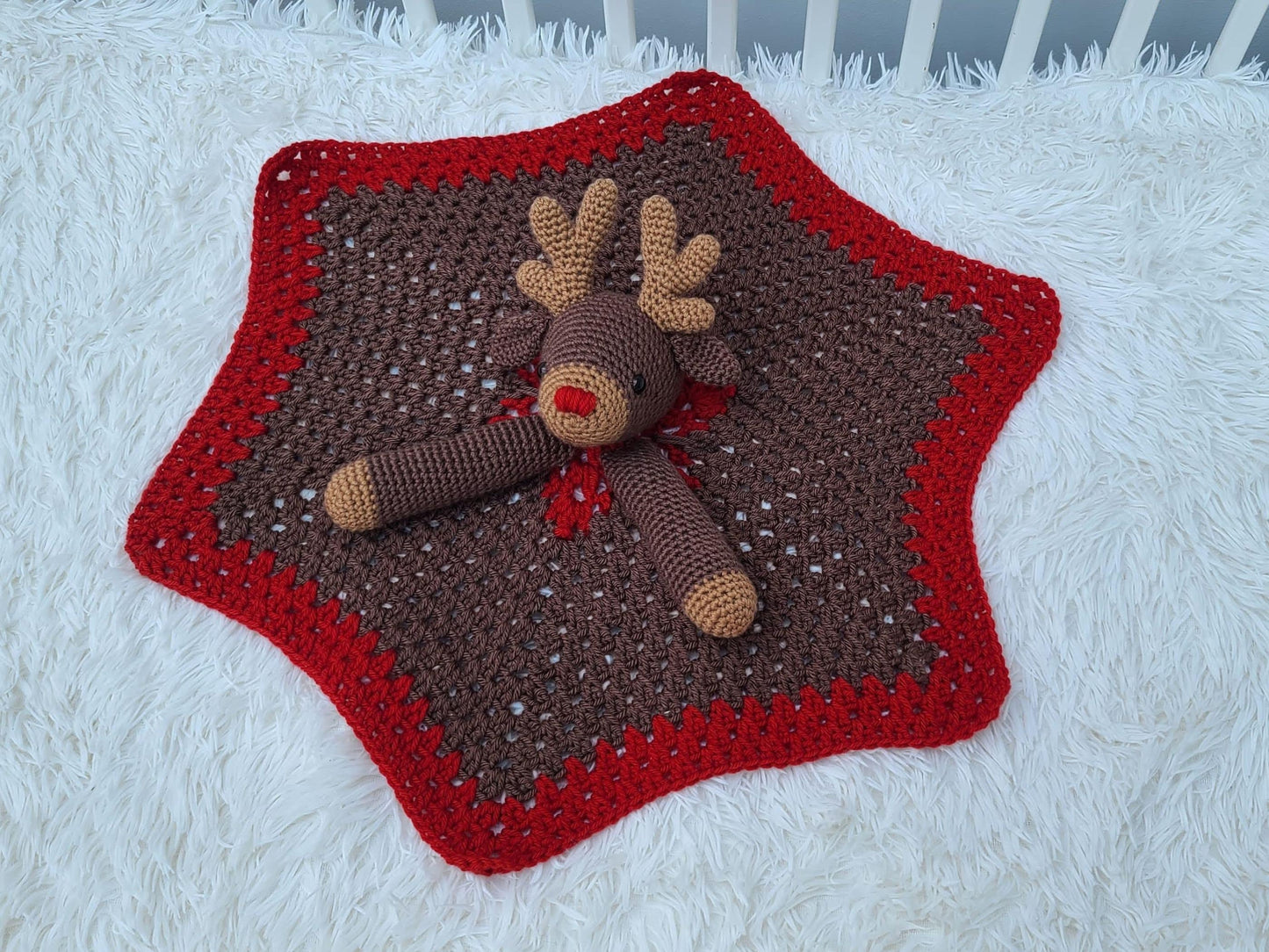 Reindeer Animal Baby Blanket & Lovey CROCHET PATTERN | Reindeer Cot Blanket + Amigurumi Lovey Pattern Baby Shower Gift Set Birthday Present