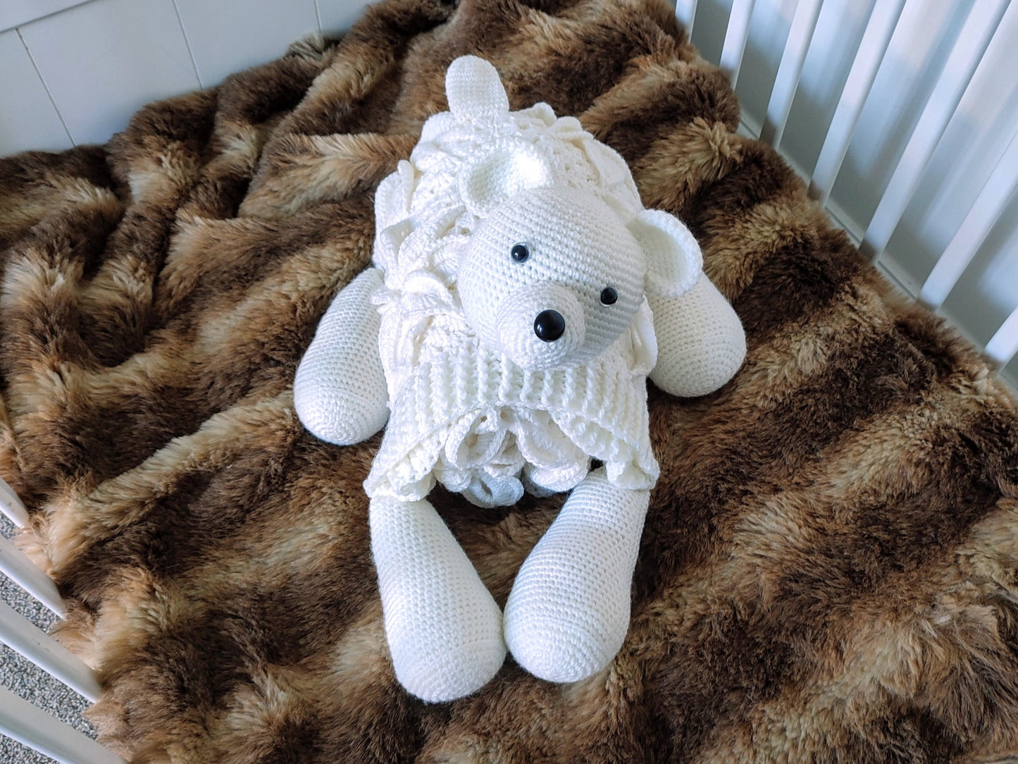 3in1 Polar Bear Folding Baby Blanket Crochet Pattern Pram Toy Blanket Lovey Teddy Bear Baby Shower Baby Gift Birthday Nursery Flower Afghan
