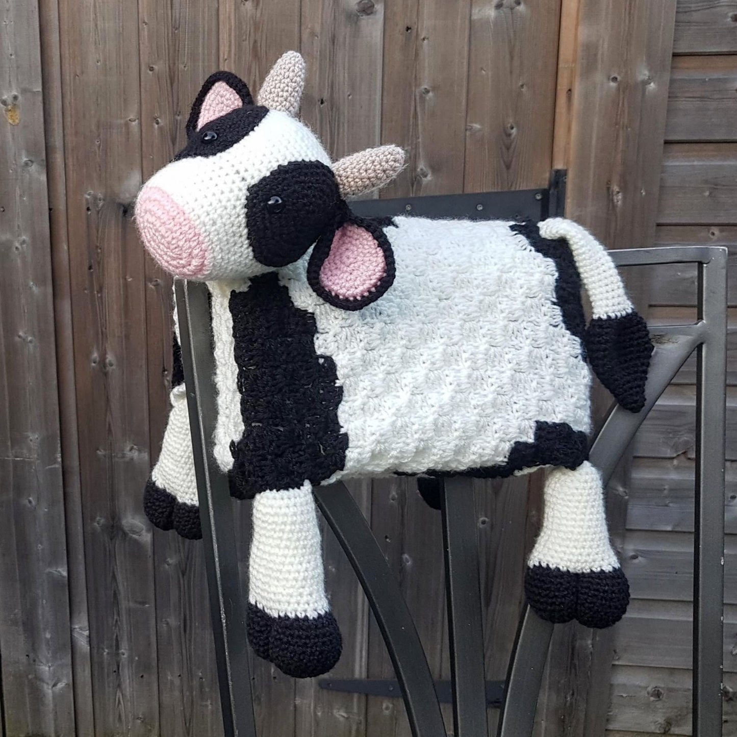 3 PATTERN BUNDLE Amigurumi Cow Baby Blankets - Scottish Highland Cow, Black Spotted Farm Cow, Strawberry Cow Baby Shower Gift Animal Blanket