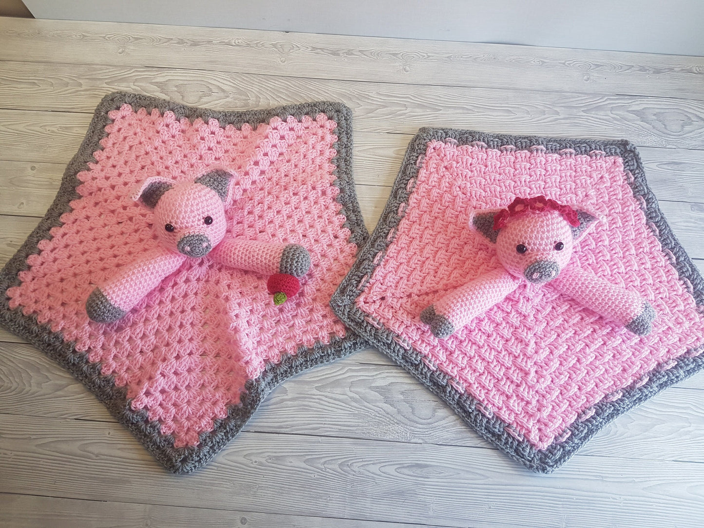 Farm Pig Baby Blanket & Piggy Lovey Baby Shower Set CROCHET PATTERN Multipurpose Blanket Toy Play Mat Baby Security Blanket Stroller Cot Bla