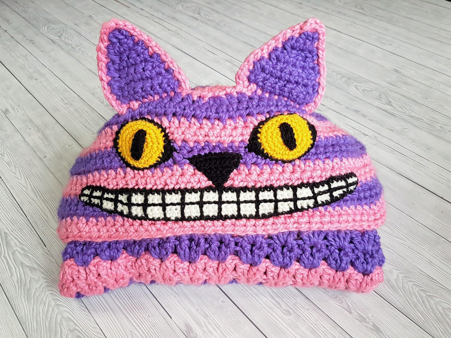 2 in 1 Hooded Cheshire Cat Blanket in Adult and Child Sizes CROCHET PATTERN Wearable Blanket Halloween Costume Birthday Gift Pink Cat Afghan