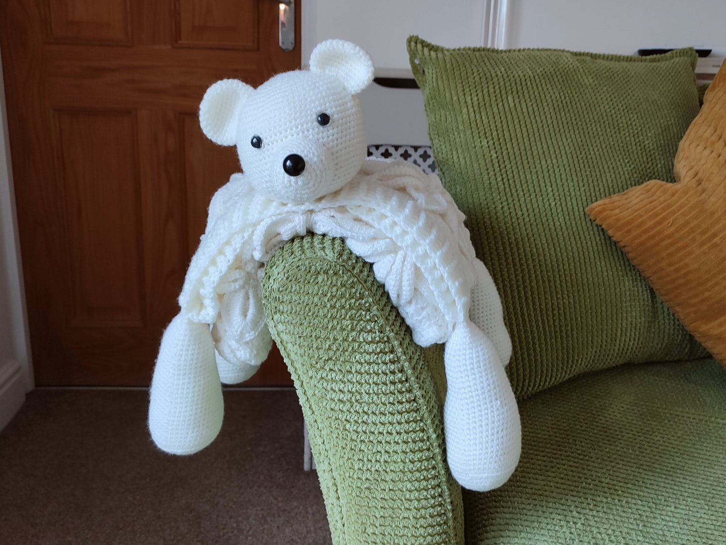 3in1 Polar Bear Folding Baby Blanket Crochet Pattern Pram Toy Blanket Lovey Teddy Bear Baby Shower Baby Gift Birthday Nursery Flower Afghan