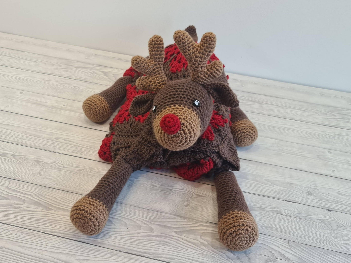3in1 Festive Reindeer Folding Baby Blanket Crochet Pattern | Stroller Pram Toy Security Blanket Lovey Baby Shower Gift For Boy Girl Play mat