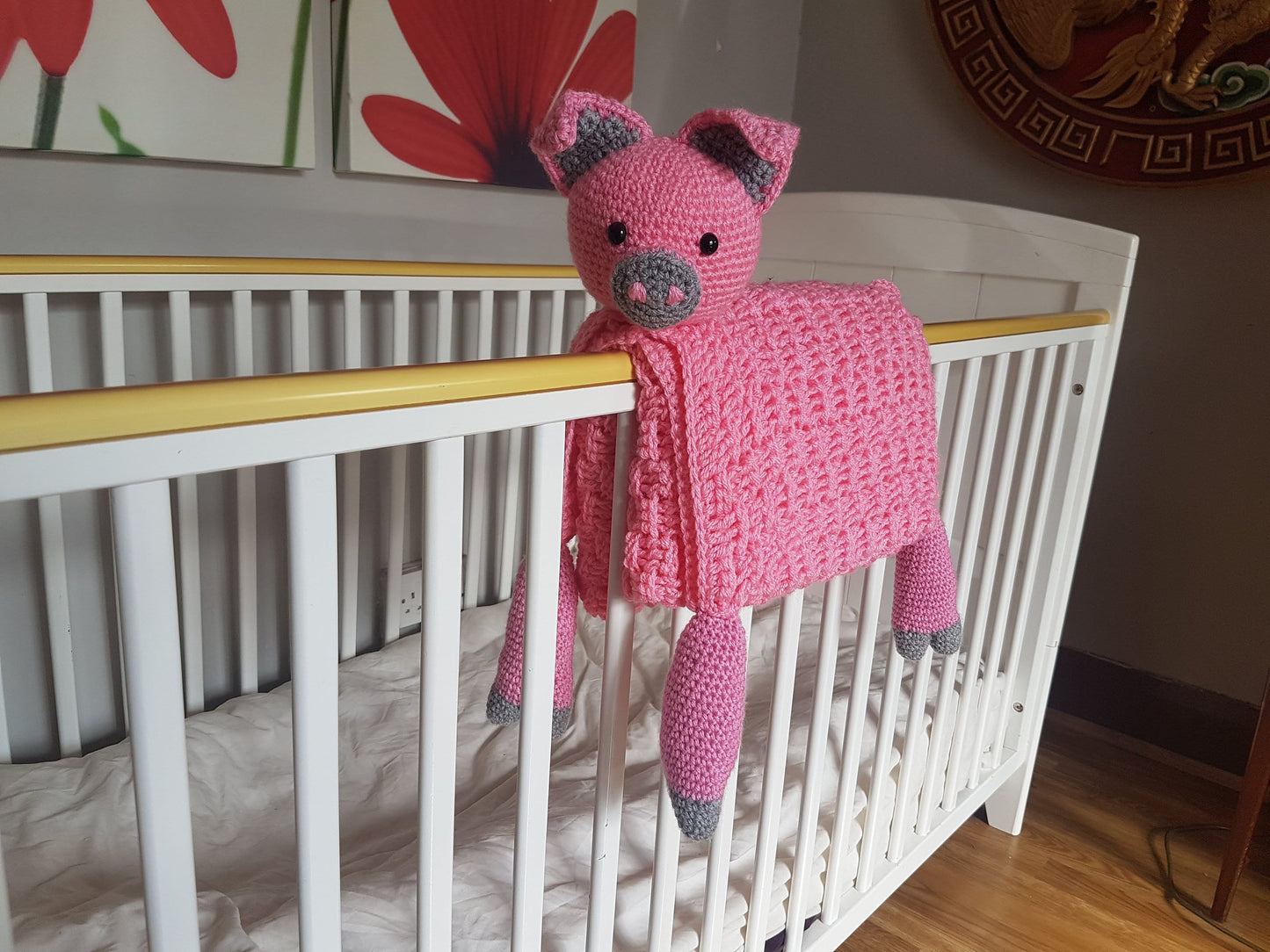 Farm Pig Baby Blanket & Piggy Lovey Baby Shower Set CROCHET PATTERN Multipurpose Blanket Toy Play Mat Baby Security Blanket Stroller Cot Bla