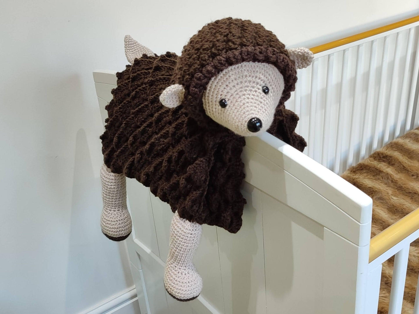 3in1 Woodland Hedgehog Baby Blanket Crochet Pattern Pram Toy Blanket Lovey Hedgehog Bear Baby Shower Baby Gift Birthday Nursery Blanket Toy